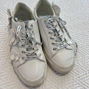 White Floral Sneakers Karl Lagerfield